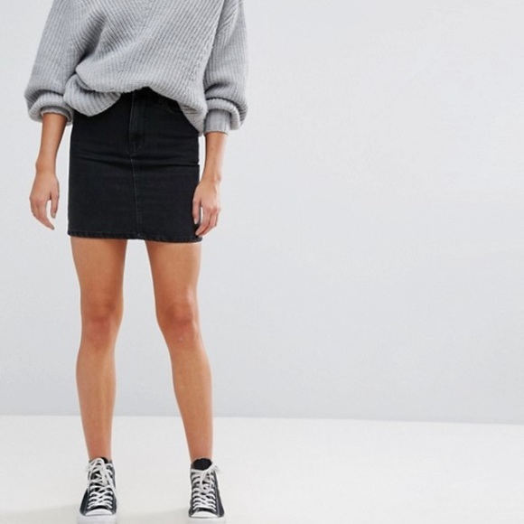 black tall denim skirt